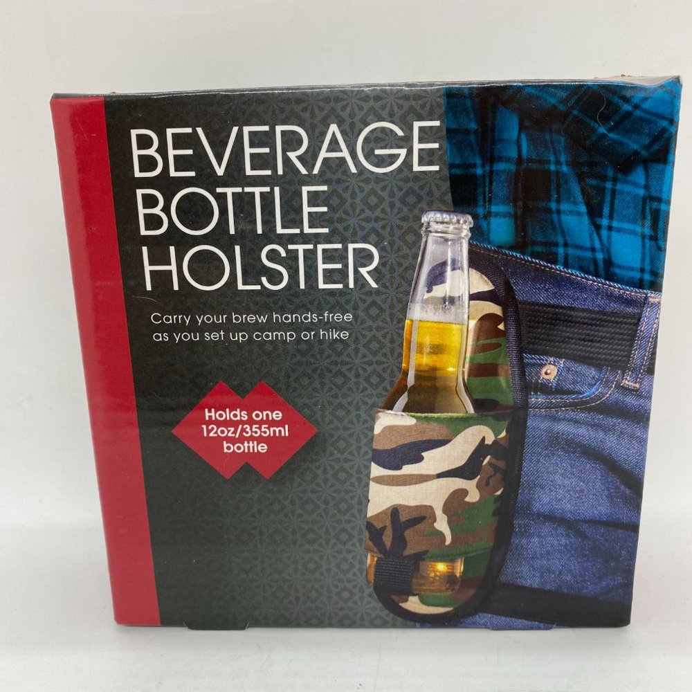 Beverage Bottle Holster Beer 12 oz Camouflage Hands Free Tailgating Outdoors